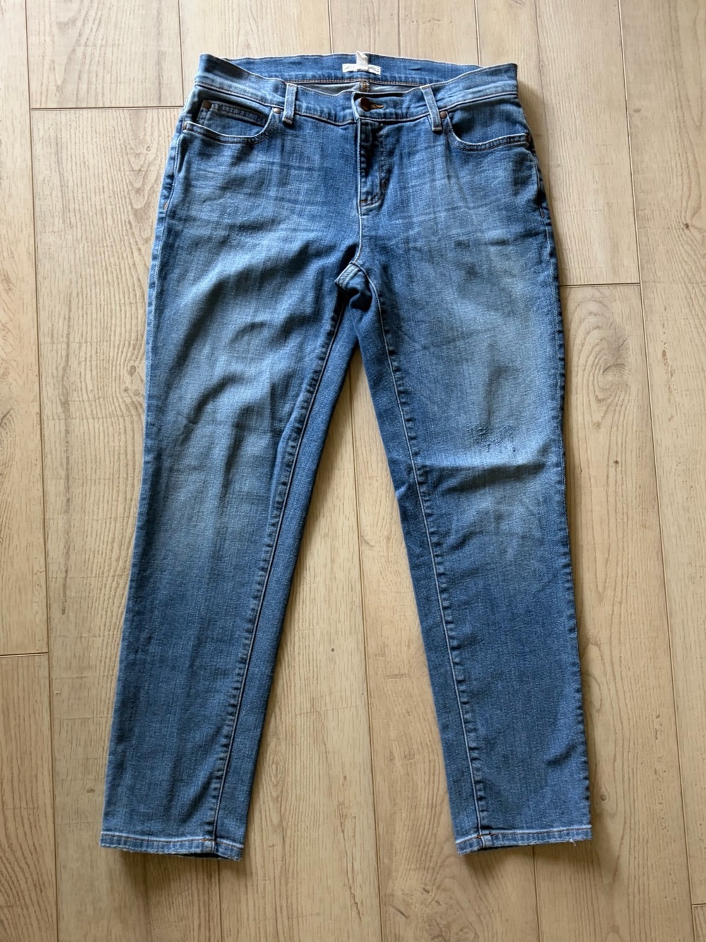 Eileen Fisher Organic Cotton Stretch Straight Leg Denim Jeans Medium Wash 6P